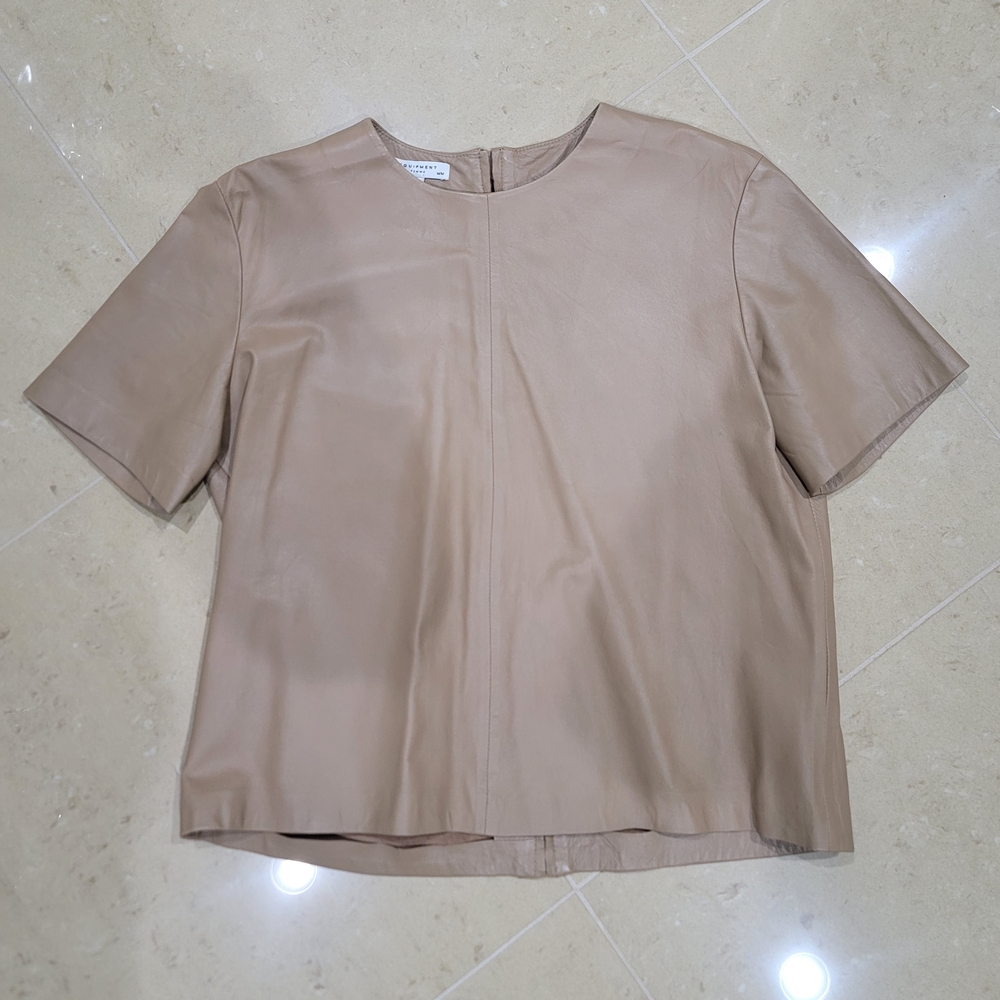 Equipment Elegant Leather Tan Women's Top